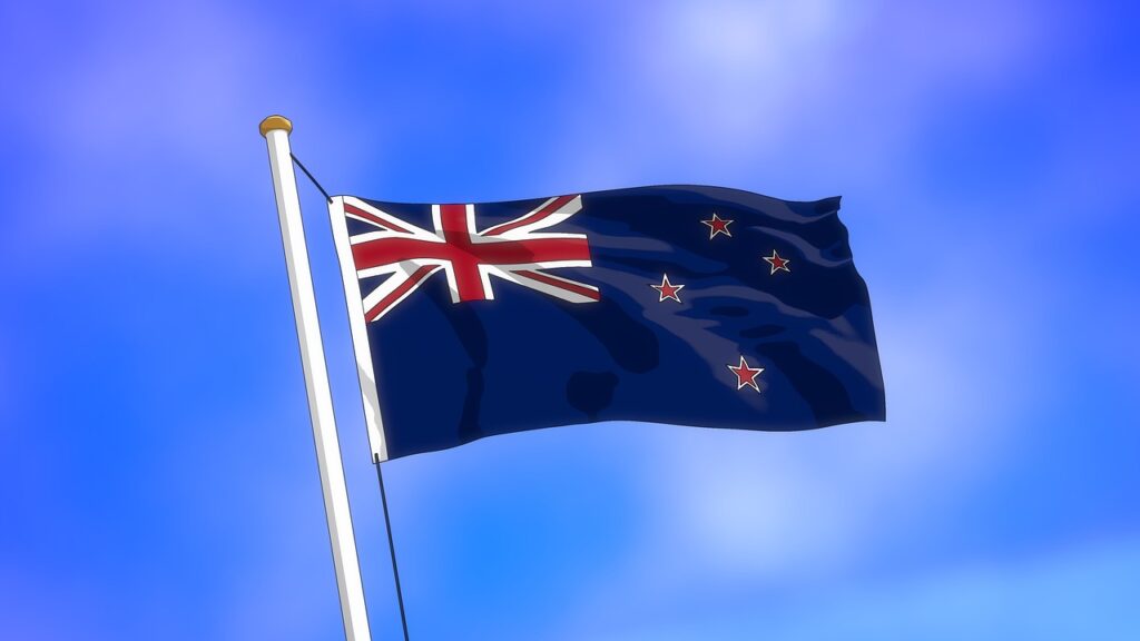 flag, new zealand, cartoon, flagpole, sky, flag of new zealand, union jack, stars, national flag, country, symbol